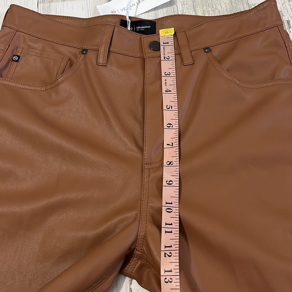AG Adriano Goldschmied Alexxis Straight High- Rise Vintage Fit Leather Pants - Picture 12 of 14